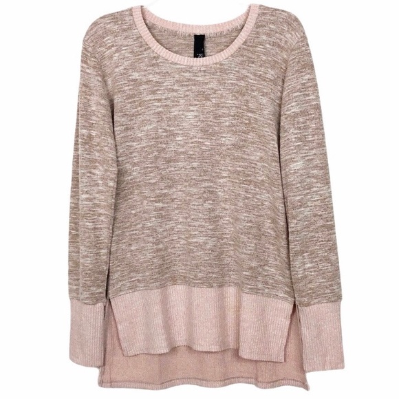 bobi Sweaters - Blush Color Lightweight Oversized Soft Hi Low Crewneck Marled Sweater Small NEW
